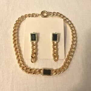 Black Enamel Chain Earrings And Necklace